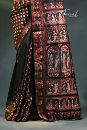 Black With Copper Zari Bishnupuri Swarnachari Silk Saree