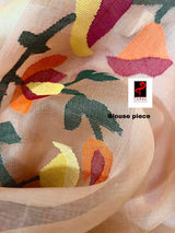 Dark peach with multi colour kalmilata floral handwoven muslin silk jamdani saree - Tamal Boutique