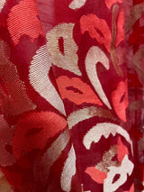 Cherry red silk linen handwoven jamdani saree - Tamal Boutique