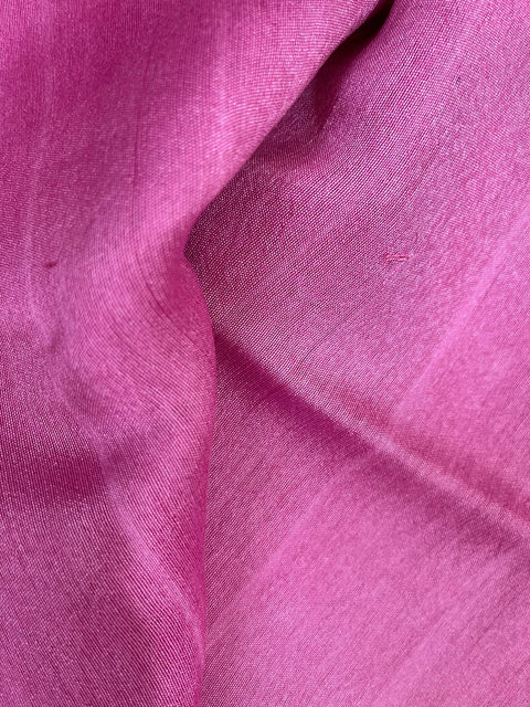 Dark rose pink allover rose motifs muslin silk handwoven jamdani saree