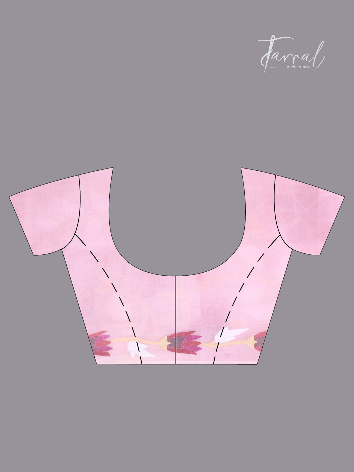 Deep Dust Pink & maroon muslin silk handwoven jamdani saree blouse