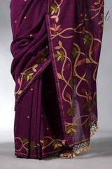 Deep magnet with multicolor pure cotton handloom jamdani saree