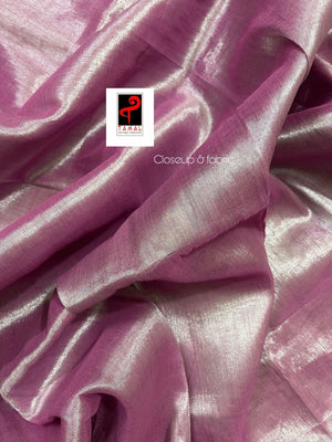 Pink tissue handloom saree with blouse piece - Tamal Boutique