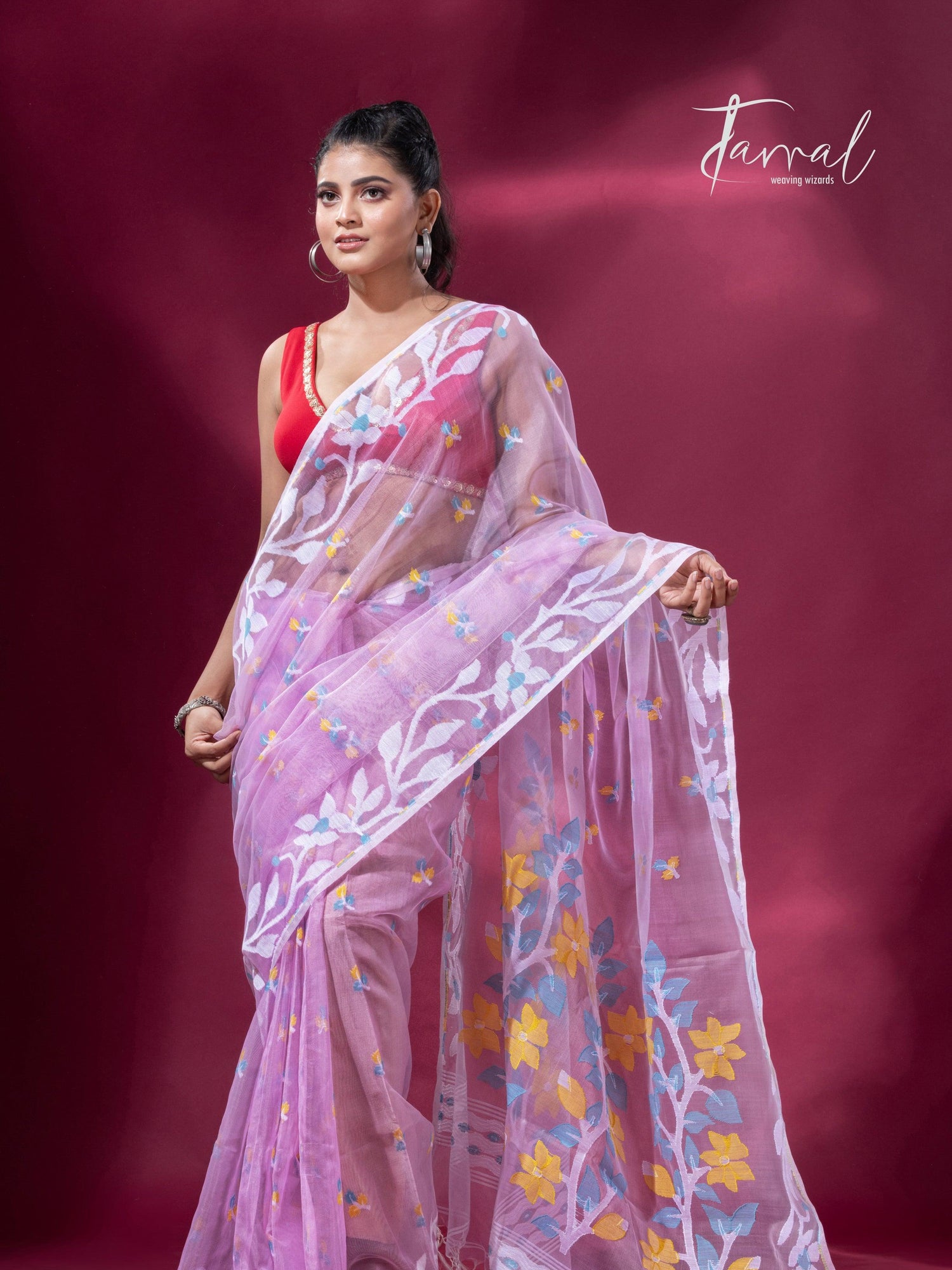 jamdani saree, jamdani, handloom, handwoven, saree, silk, dhakai, weaving, kolkatasaree, tamalboutique