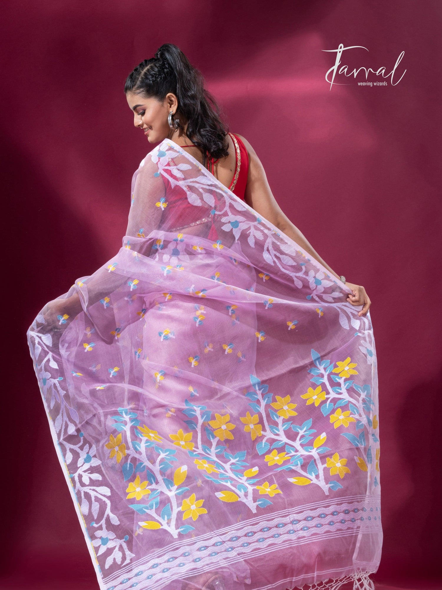 jamdani saree, jamdani, handloom, handwoven, saree, silk, dhakai, weaving, kolkatasaree, tamalboutique