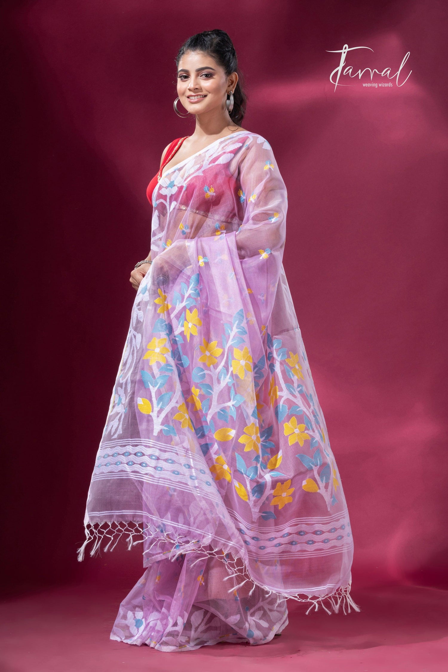 jamdani saree, jamdani, handloom, handwoven, saree, silk, dhakai, weaving, kolkatasaree, tamalboutique