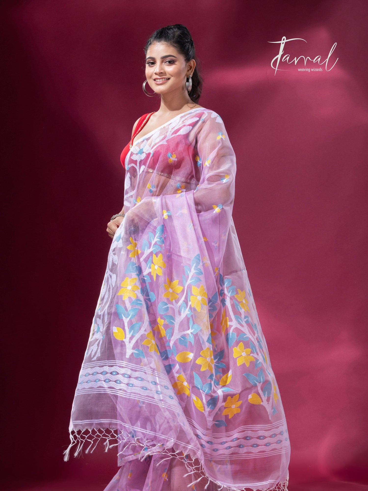 jamdani saree, jamdani, handloom, handwoven, saree, silk, dhakai, weaving, kolkatasaree, tamalboutique