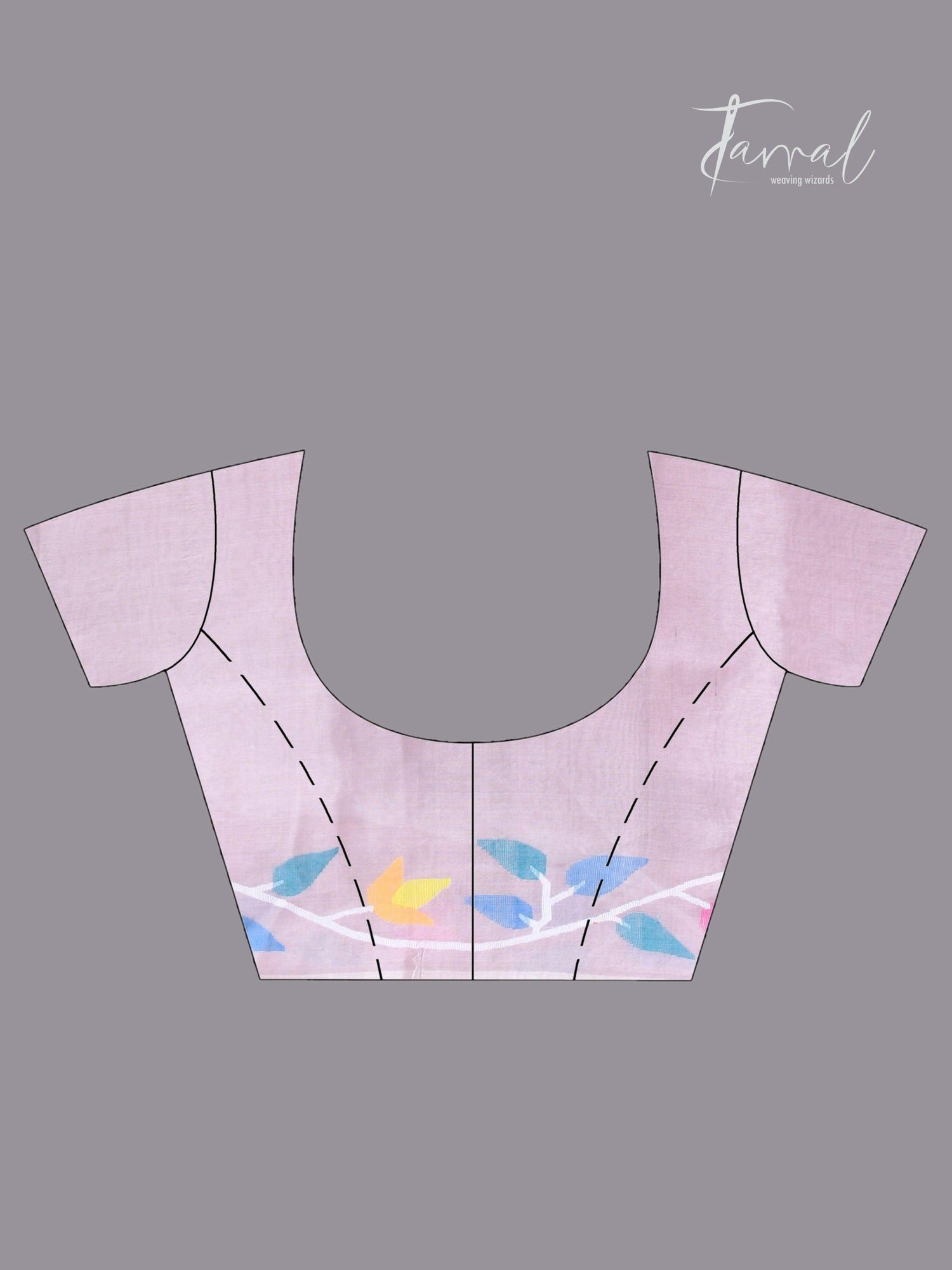 Dust pink with muslin silk floral handwoven jamdani sarees blouse