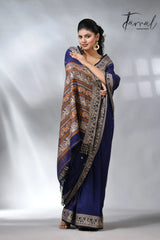 Explore Blue colour baluchuri cotton handwoven jamdani saree