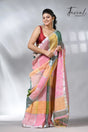 Explore the Linen products in handloom multi coloured saree