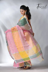 Explore the Linen products in handloom multi coloured saree