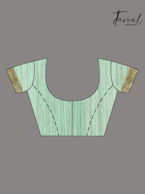Forest Green Zari Border Muslin With Matka Silk Handwoven Jamdani Saree blouse