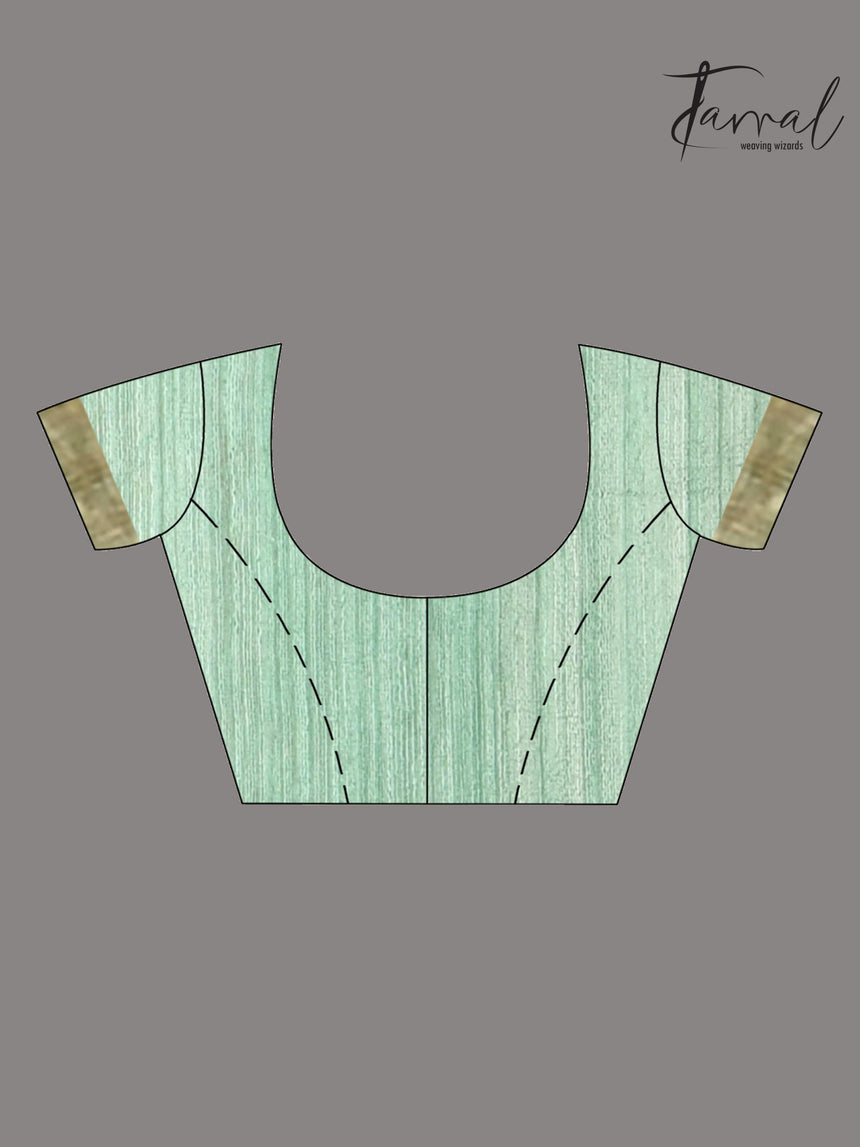 Forest Green Zari Border Muslin With Matka Silk Handwoven Jamdani Saree blouse