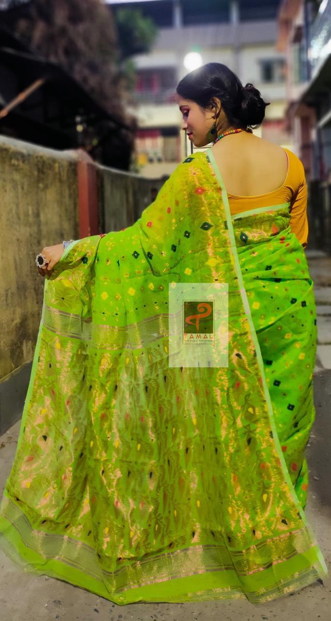 jamdani saree, jamdani, handloom, handwoven, saree, silk, dhakai, weaving, kolkatasaree, tamalboutique