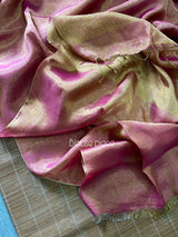 Gold with Rani dual tone metallic linen handloom saree - Tamal Boutique