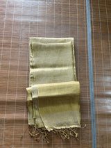 Gold with white metallic linen handloom saree - Tamal Boutique