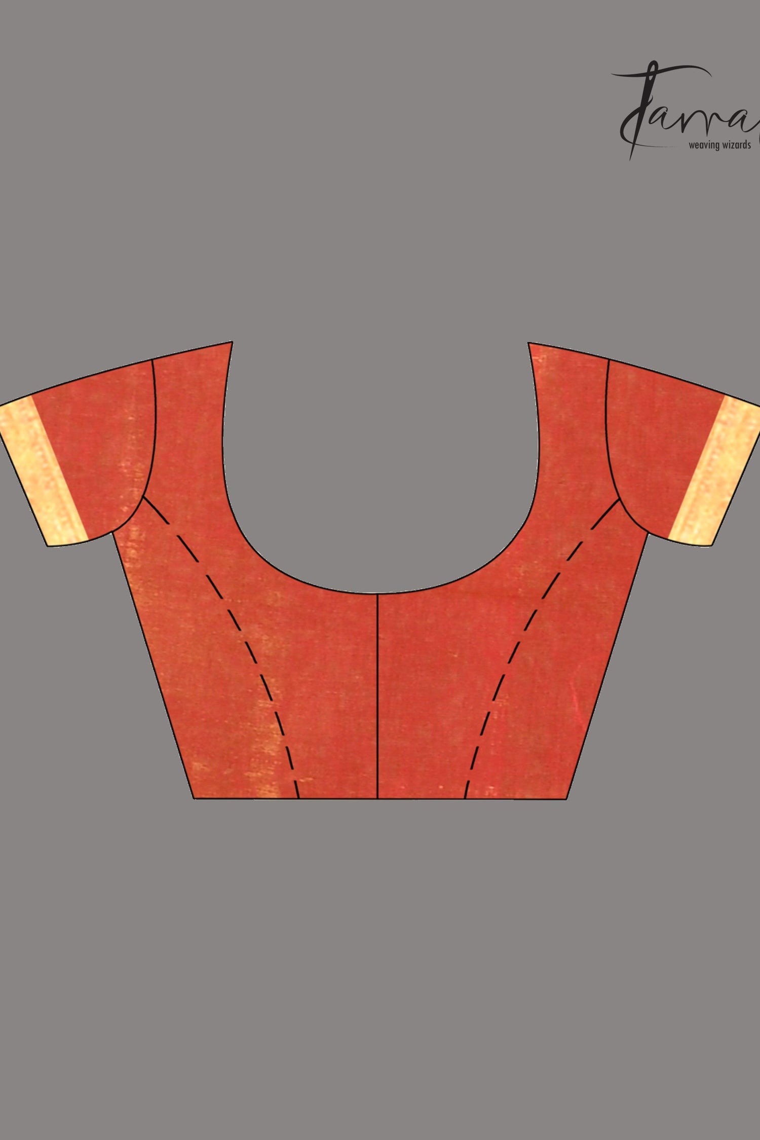 Golden orange tissue handloom saree blouse