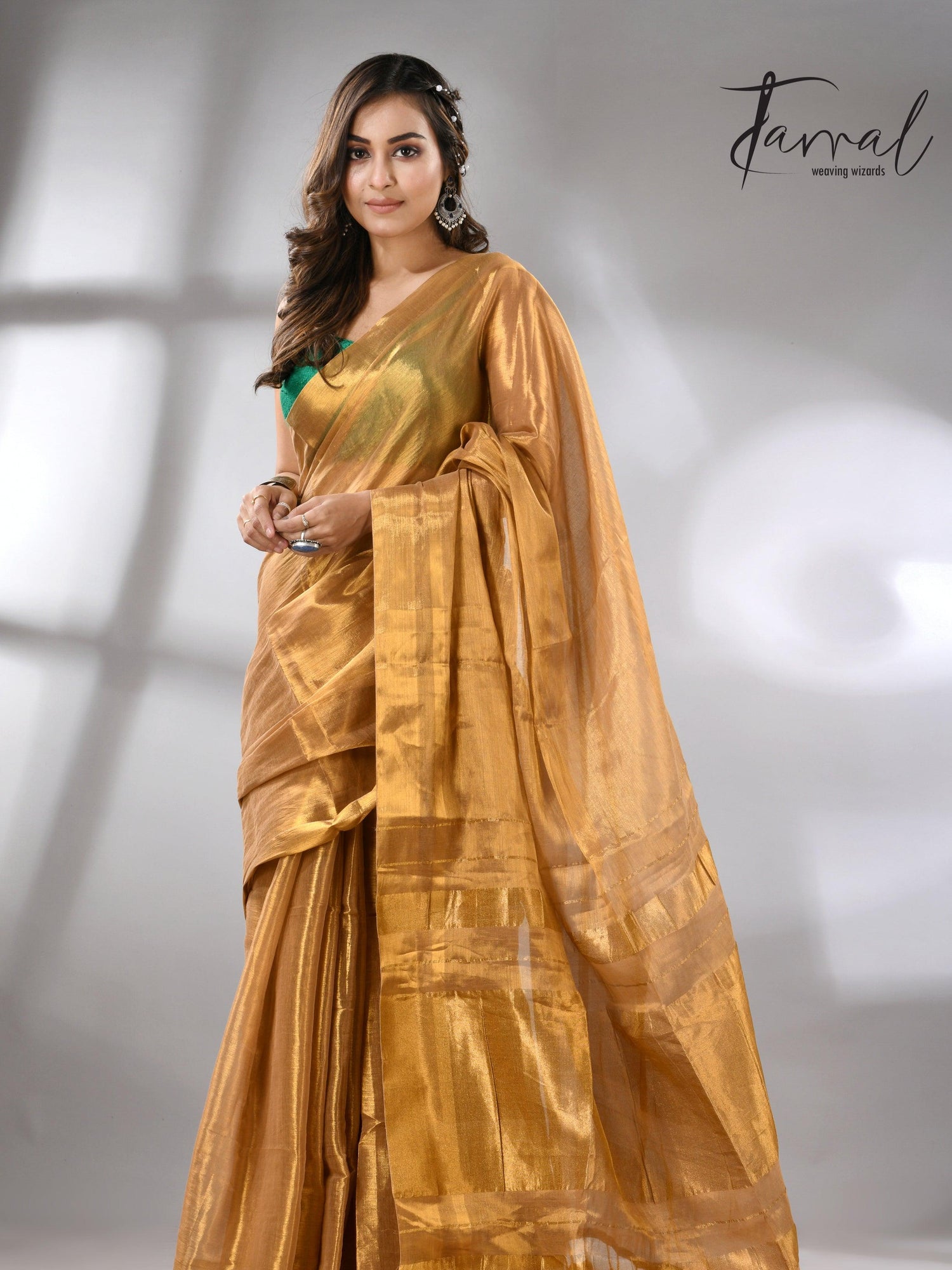 Golden tissue handloom saree full3