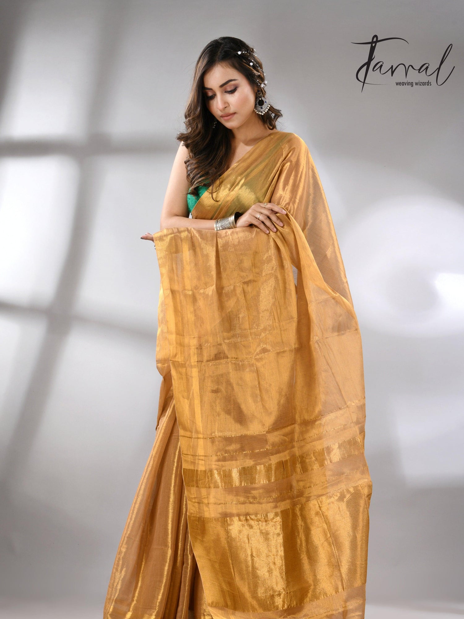 Golden tissue handloom saree full4