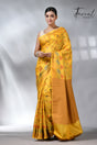 Golden yellow allover handloom tussar banarasi silk saree