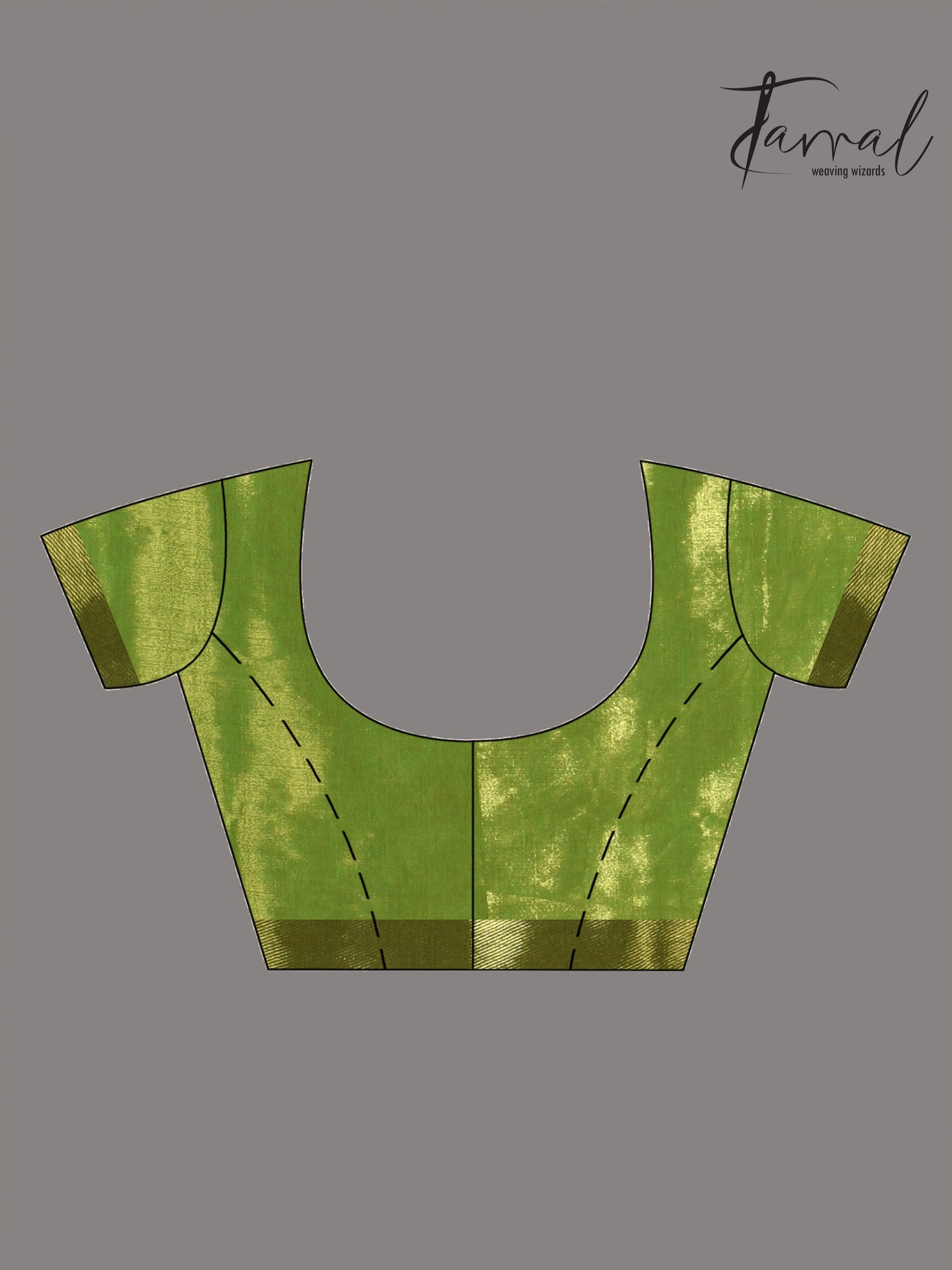 Green with Rani Border Tissue Handloom Saree blouse