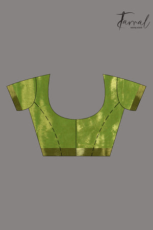 Green with Rani Border Tissue Handloom Saree blouse