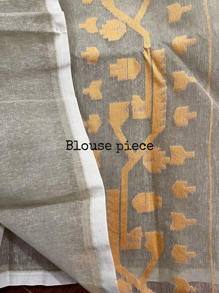 Grey Mohini soft handloom dhakai jamdani saree - Tamal Boutique