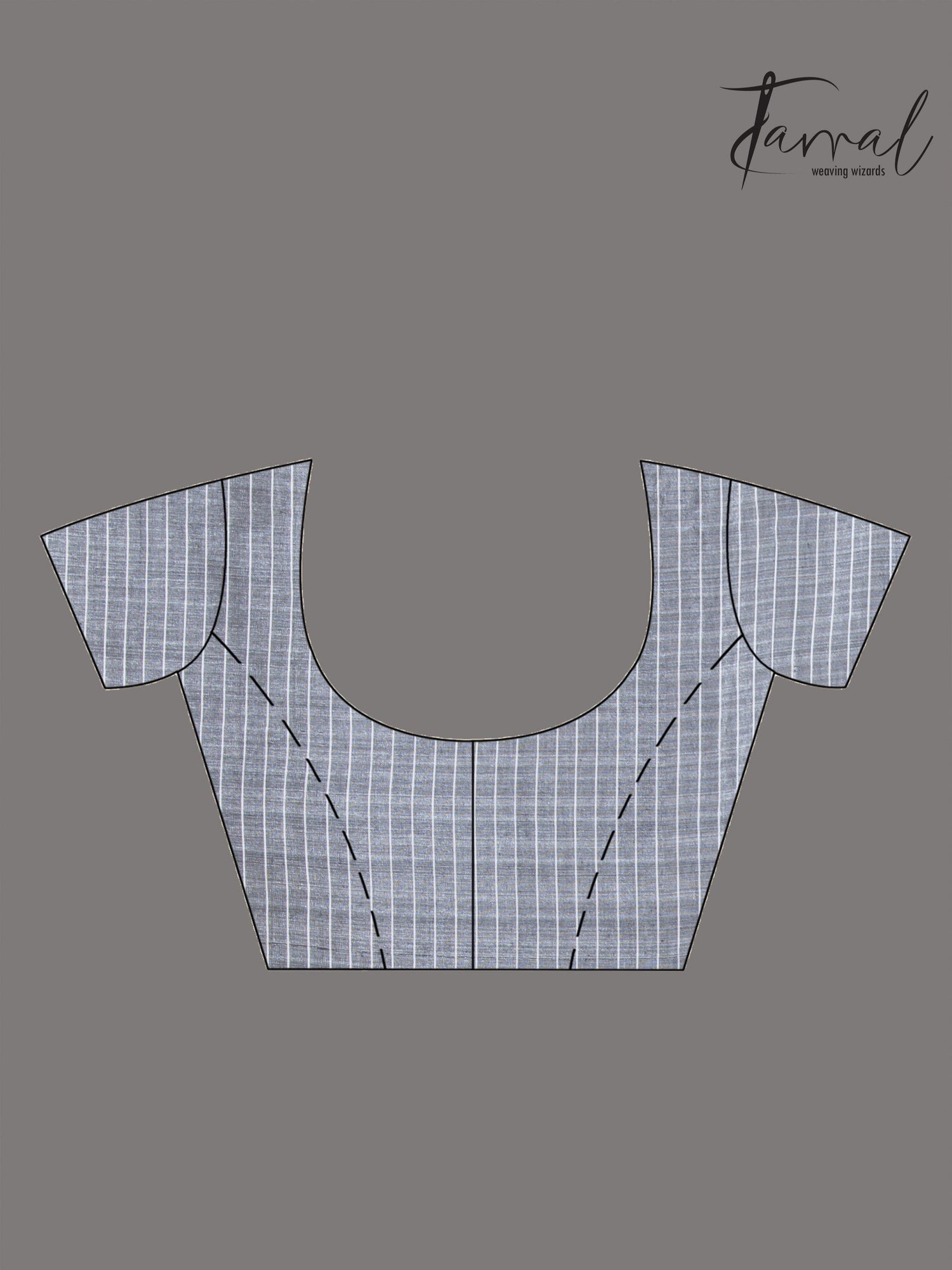 Grey Tussar Cotton Handwoven Jamdani Saree with Black Border blouse