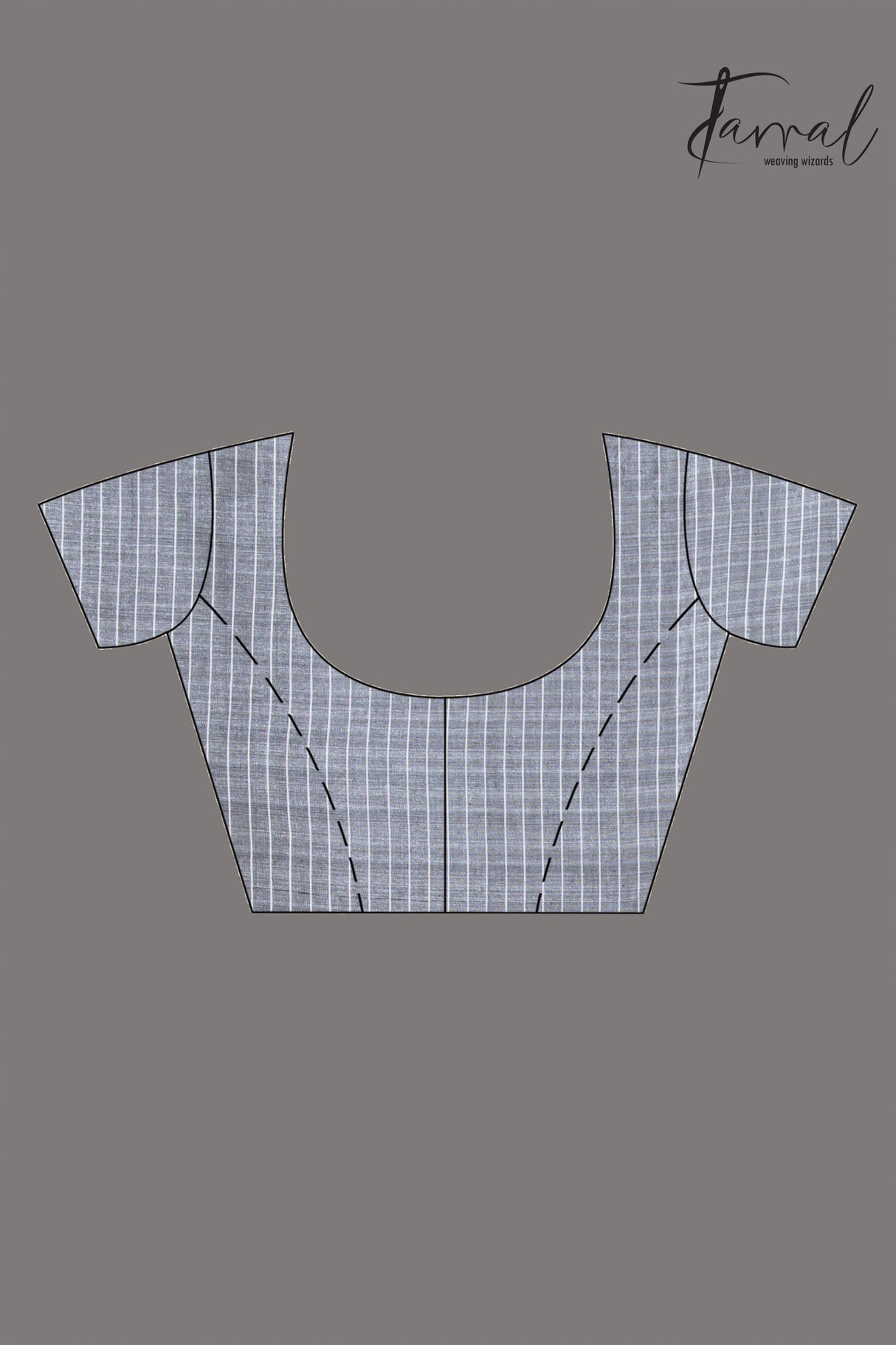 Grey Tussar Cotton Handwoven Jamdani Saree with Black Border blouse
