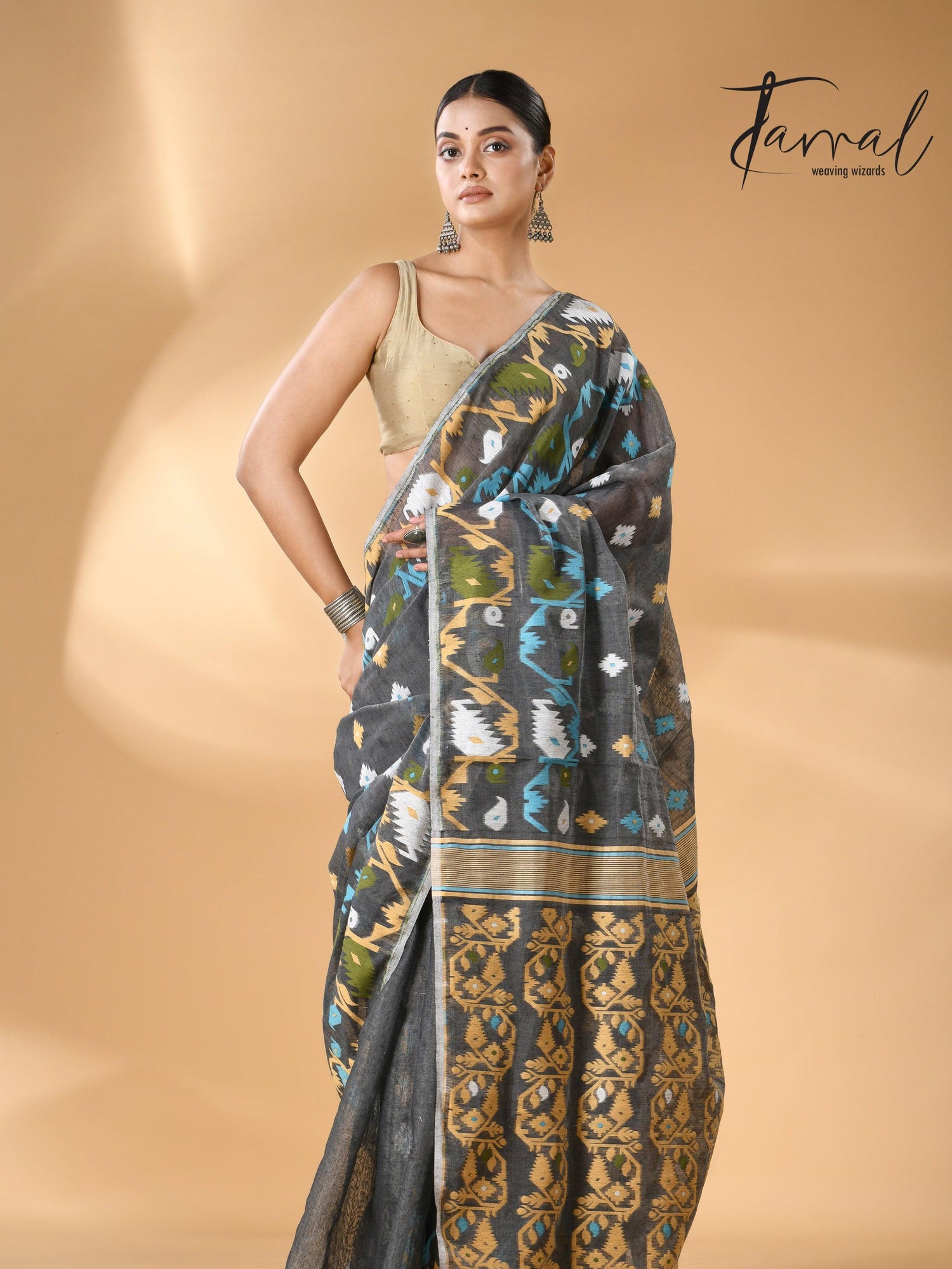 jamdani saree, jamdani, handloom, handwoven, saree, silk, dhakai, weaving, kolkatasaree, tamalboutique