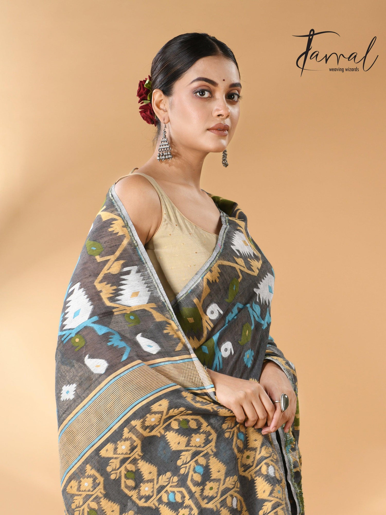 jamdani saree, jamdani, handloom, handwoven, saree, silk, dhakai, weaving, kolkatasaree, tamalboutique