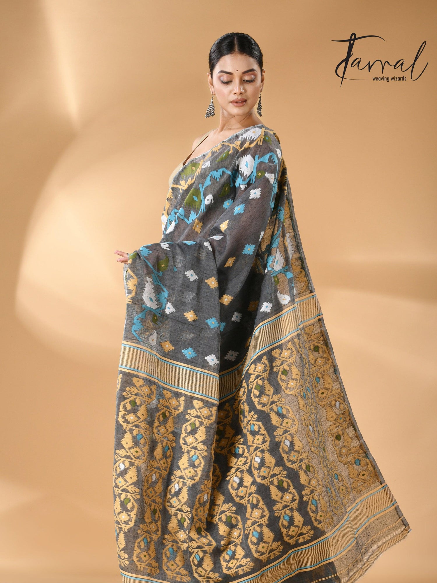 jamdani saree, jamdani, handloom, handwoven, saree, silk, dhakai, weaving, kolkatasaree, tamalboutique