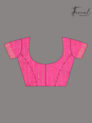 Hot Pink sunflower pallu silk linen handwoven jamdani saree