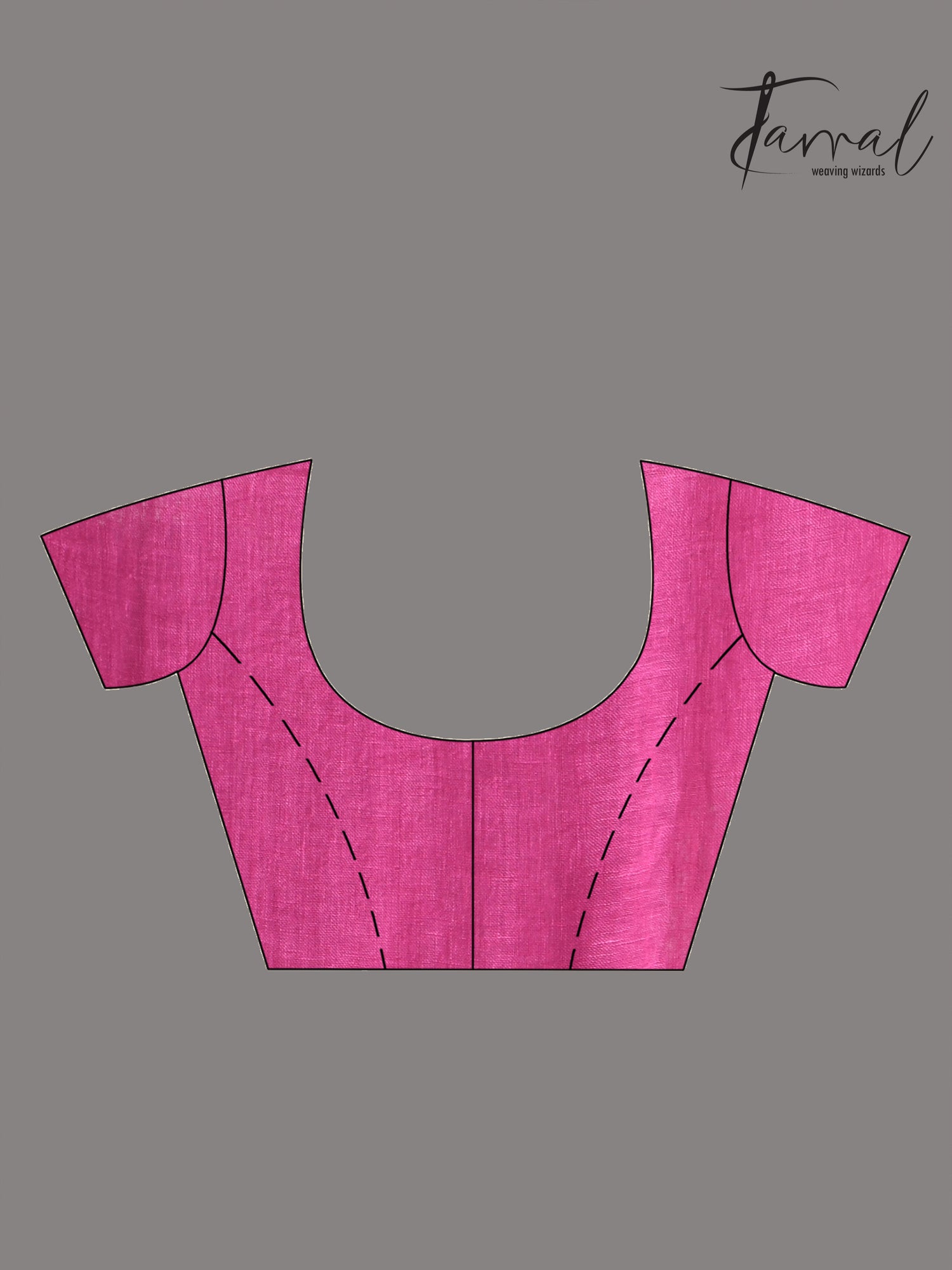 Hot pink with golden zari stripe pallu linen handloom saree