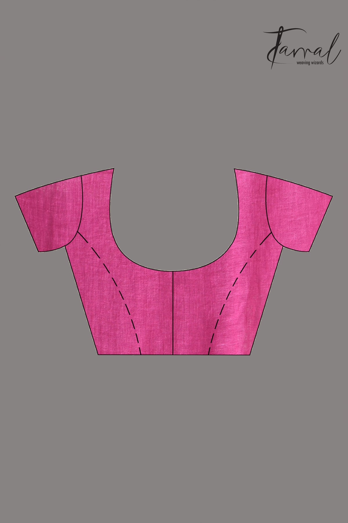 Hot pink with golden zari stripe pallu linen handloom saree