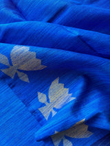 Royal blue golden lotus handwoven matka silk jamdani saree - Tamal Boutique