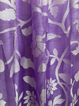 Lavender with white half & half muslin & matka silk handwoven jamdani saree - Tamal Boutique