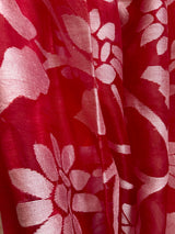 Red with white half & half muslin & matka silk handwoven jamdani saree - Tamal Boutique