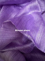 Lavender with white half & half muslin & matka silk handwoven jamdani saree - Tamal Boutique