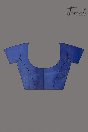 Indigo Floral Grace muslin silk handwoven jamdani saree blouse