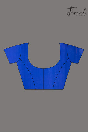 Indigo lotus pallu handwoven muslin silk jamdani saree blouse