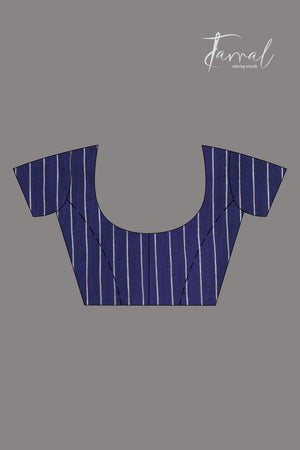 Indigo with white border pure cotton handwoven jamdani saree