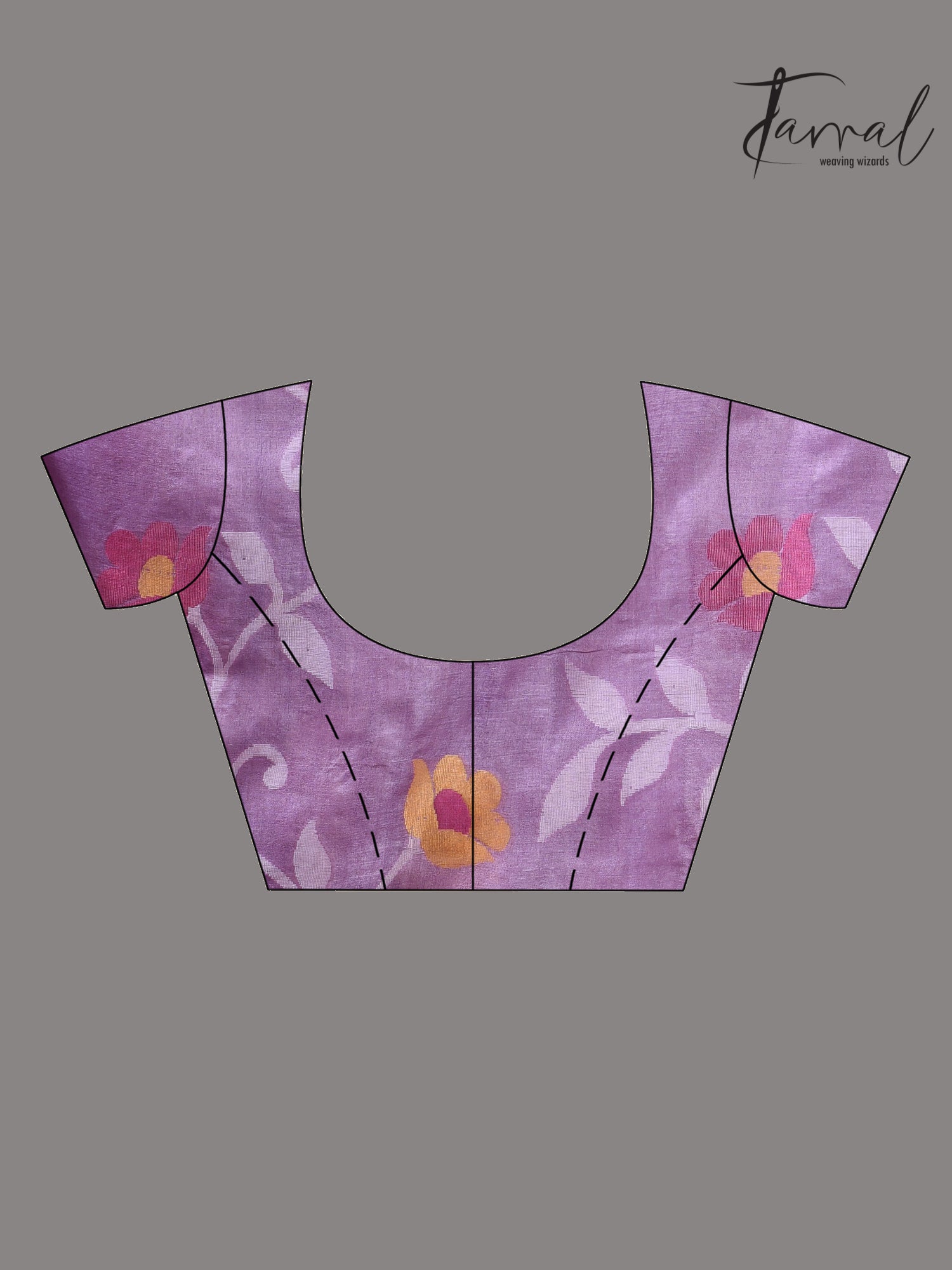 Lavender allover floral tusser silk handloom jamdani saree