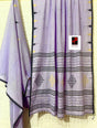 Lavender with black border cotton temple handwoven jamdani saree - Tamal Boutique