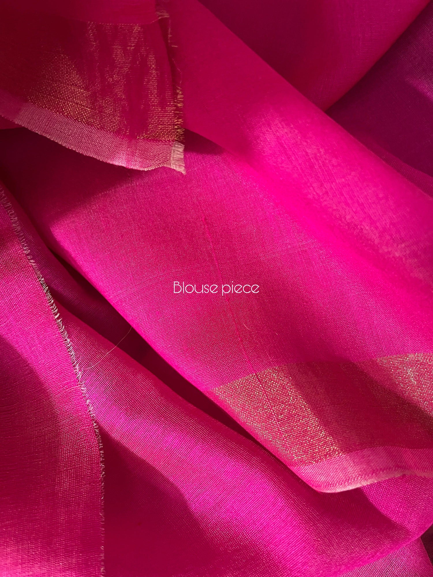 Lavender with hot pink pallu silk linen handwoven jamdani saree - Tamal Boutique