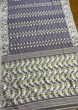 Lavender with white soft handloom dhakai jamdani saree - Tamal Boutique