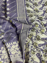 Lavender with white soft handloom dhakai jamdani saree - Tamal Boutique