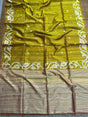 Lemon yellow with white floral matka silk handwoven jamdani saree - Tamal Boutique