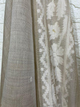 Light Beige with multiple pallu silk cotton handloom jamdani saree - Tamal Boutique