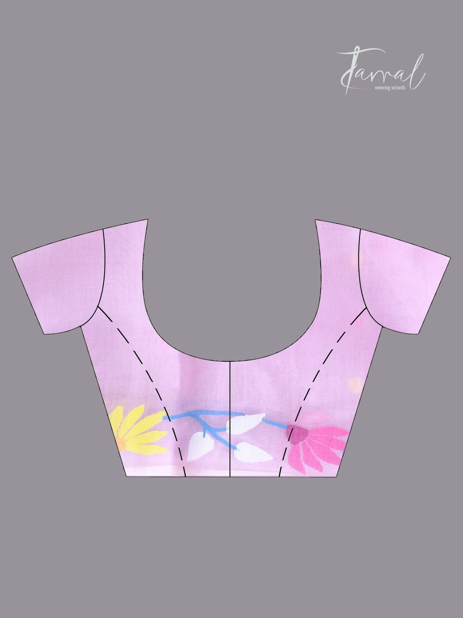 Light Pink floral motifs handwoven muslin silk jamdani saree blouse